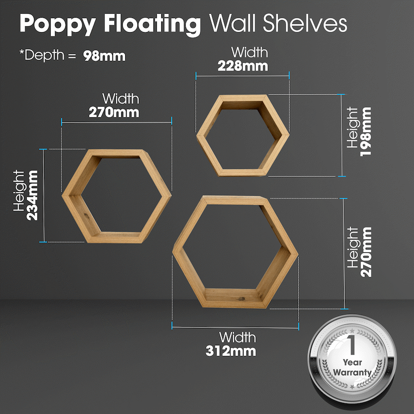 Everfurn Poppy Floating Wall Shelves - Set of 3