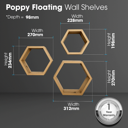 Everfurn Poppy Floating Wall Shelves - Set of 3