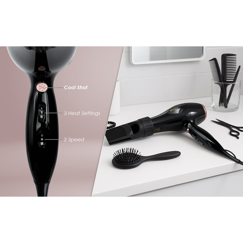 Carmen Power Comb Hairdryer 2000w - Ebony