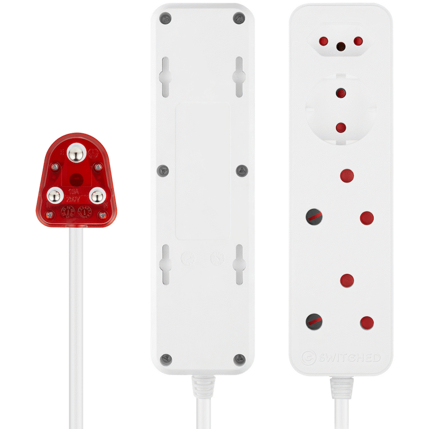 Switched High Surge 4-Way Multiplug 0.5m 1140J