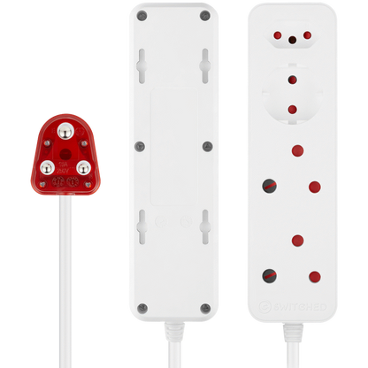 Switched High Surge 4-Way Multiplug 0.5m 1140J