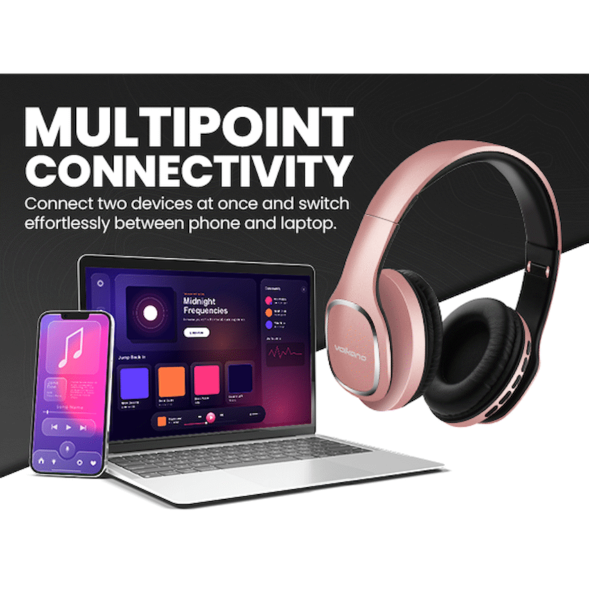 Volkano Phonic Series Bluetooth Full-Size Headphones - Rose Gold