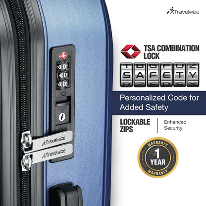 Travelwize Quartz PP 4-Wheels Spinner 3Pc Luggage Set Navy