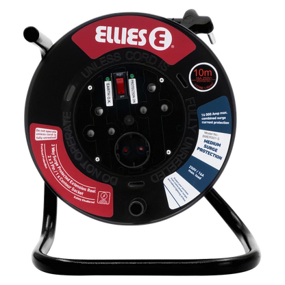 Ellies Heavy Duty Surge Protected Extension Reel 10m - BK