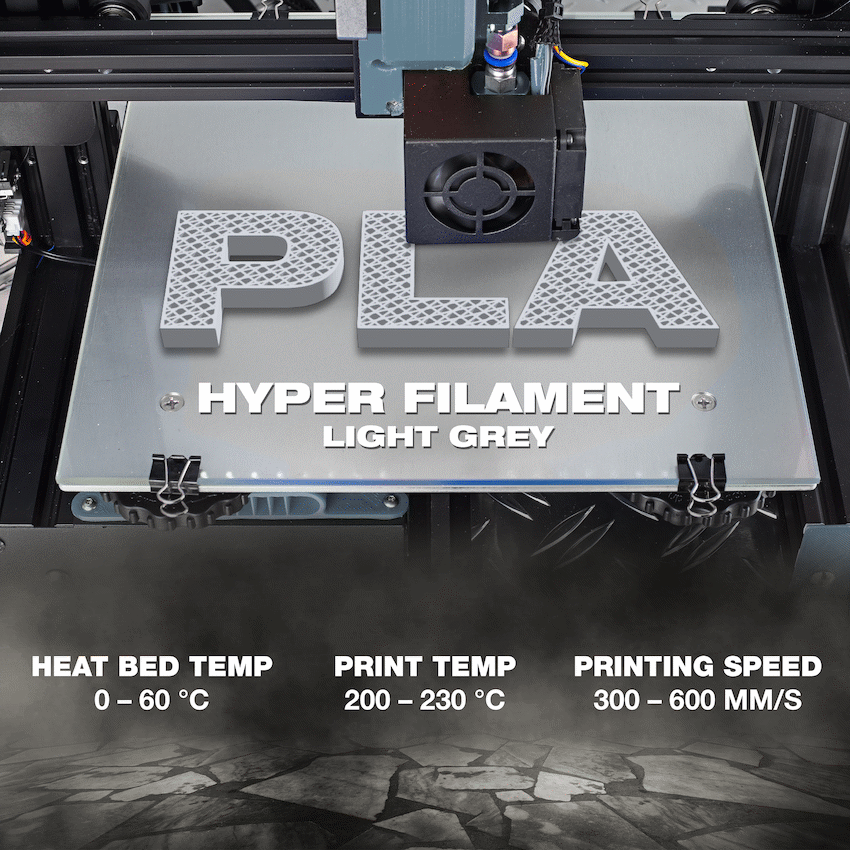 SA Filament PLA Hyper Filament 1kg - Light Grey