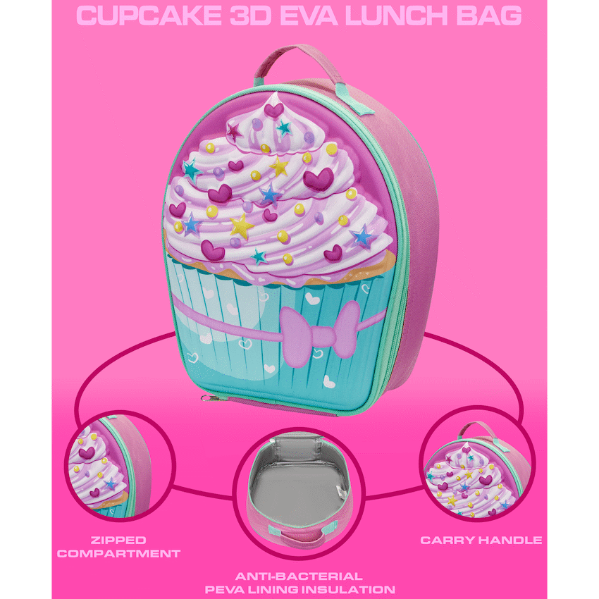 Quest Cupcake 3D EVA Lunch Bag - Pink