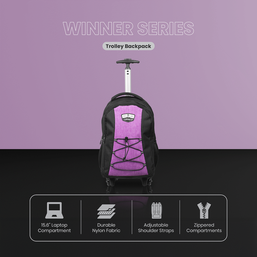 Volkano Winner Trolley Backpack 22L Pink
