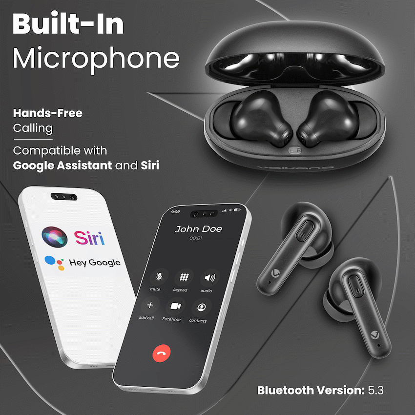 Volkano Pulse Series True Wireless Earphones with Charging Case - Black