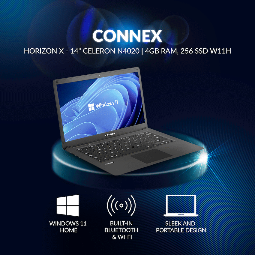 Horizon X Laptop- Connex 14" Celeron N4020 4/256 SSD W11H - BK