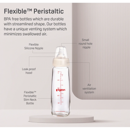 Pigeon Flexible Glass Bottle with Peristaltic Nipple 240ml