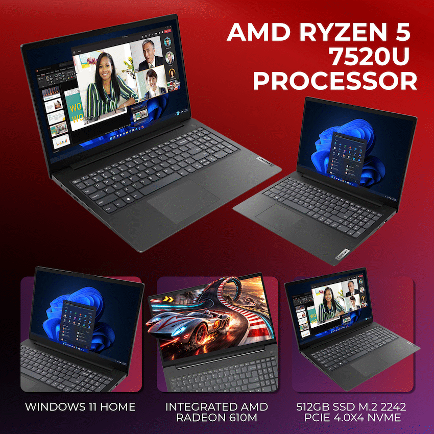 Lenovo Laptop V15 AMD Ryzen5 16/512