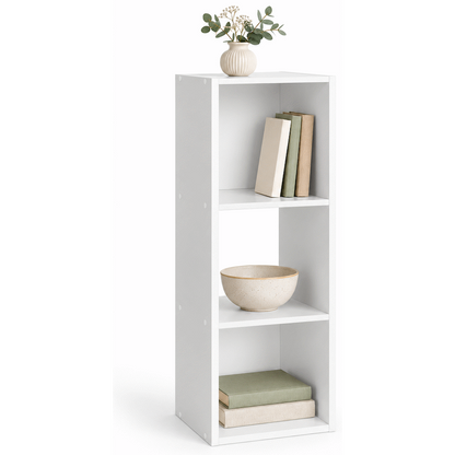 Everfurn Grayscale 3 Tier Bookshelf White, High Pressure Laminate