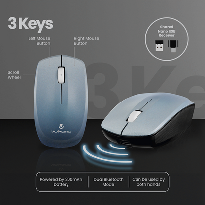 Volkano Prism Series Bluetooth Wireless Keyboard and Mouse - Grey