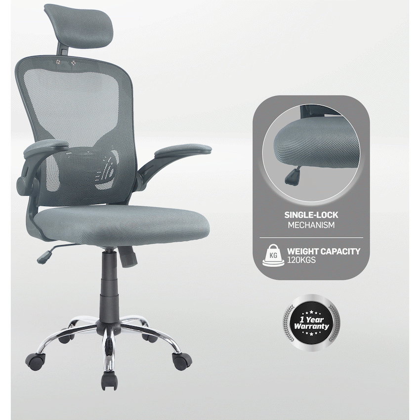 Everfurn Stagio Ergo Office Chair - High Back - Grey
