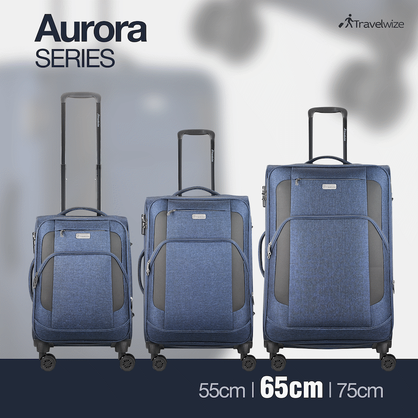 Travelwize Aurora 65cm 4-Wheel Spinner Trolley Case - Navy Melange
