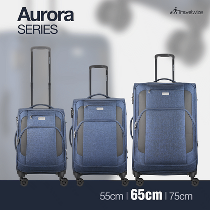 Travelwize Aurora 65cm 4-Wheel Spinner Trolley Case - Navy Melange