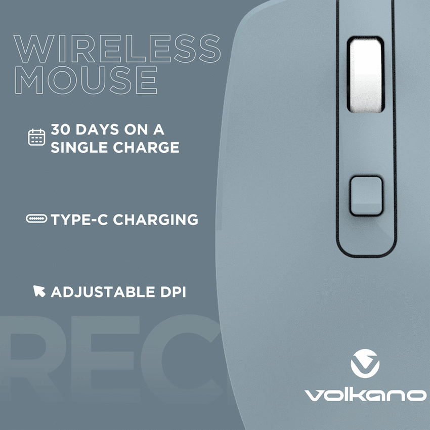 Volkano Granite Series Rechargeable Wireless Mouse - Blue