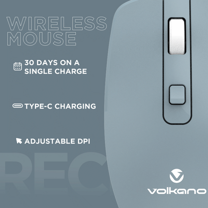 Volkano Granite Series Rechargeable Wireless Mouse - Blue
