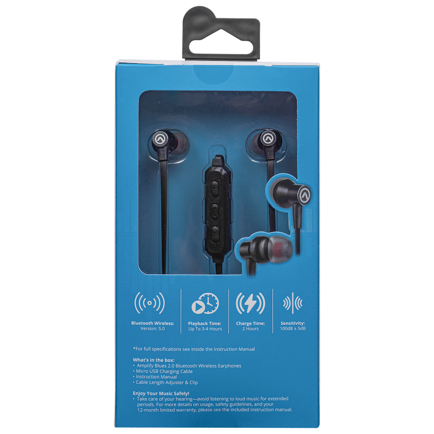 Amplify Blues 2.0 Bluetooth Earphones - Solid Black