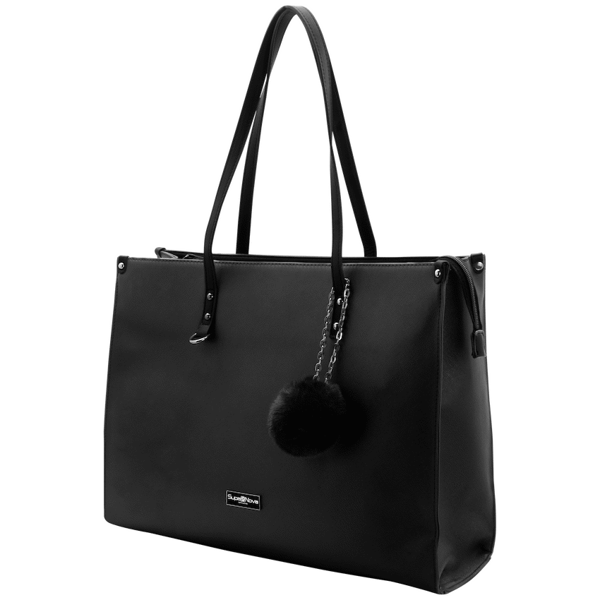 Supanova Pompom Ladies Laptop Bag - Black