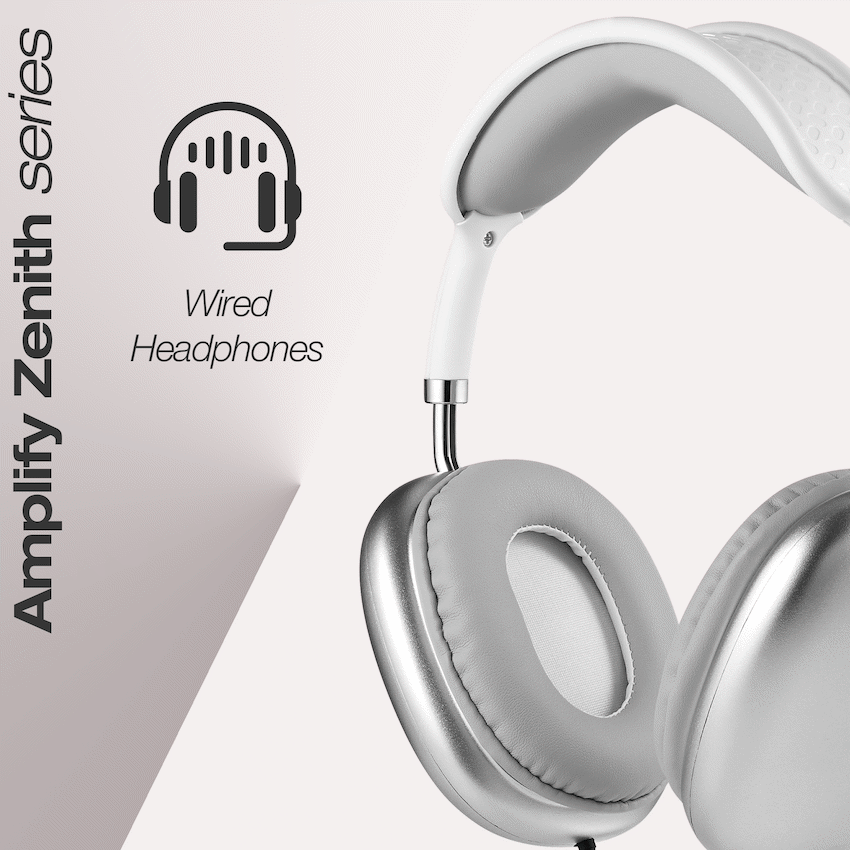 Amplify Zenith Series Aux Headphones - White