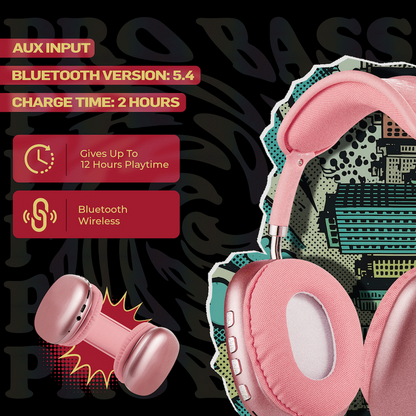 Pro Bass Urban Groove Series Bluetooth Headphones - Pink