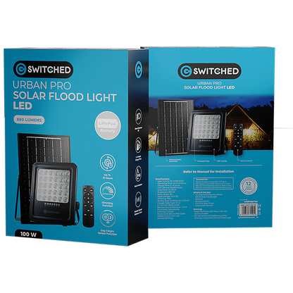 Switched Urban PRO Series - 100w Solar Floodlight with Remote