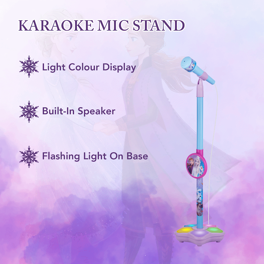Disney Frozen Auxiliary Star Karaoke Microphone Stand with Colourful Lights