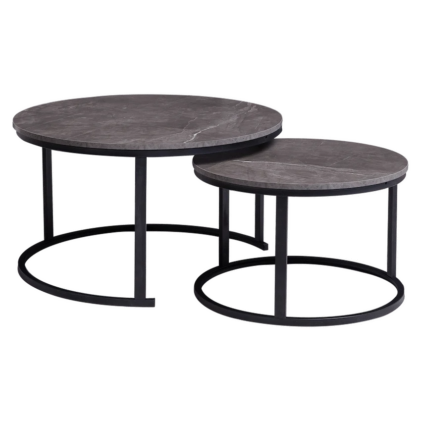 Everfurn Indus Nesting Coffee Table Marble Grey 2 - Piece