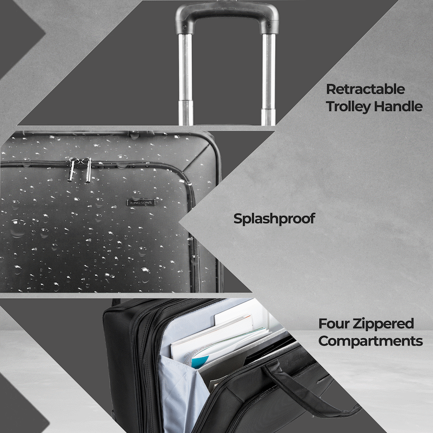 Kingsons Prime 15.6" Laptop Trolley Bag - Black