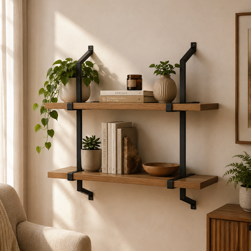 Everfurn Retro 2 Tier Wall Shelf