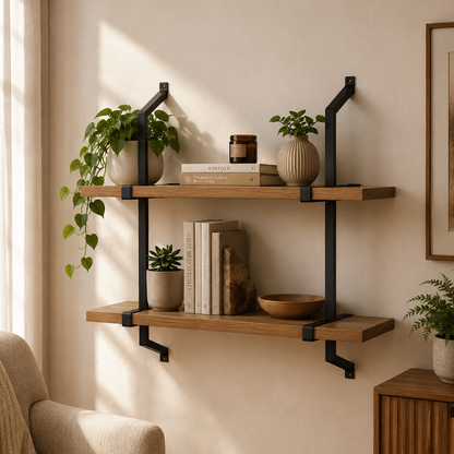 Everfurn Retro 2 Tier Wall Shelf