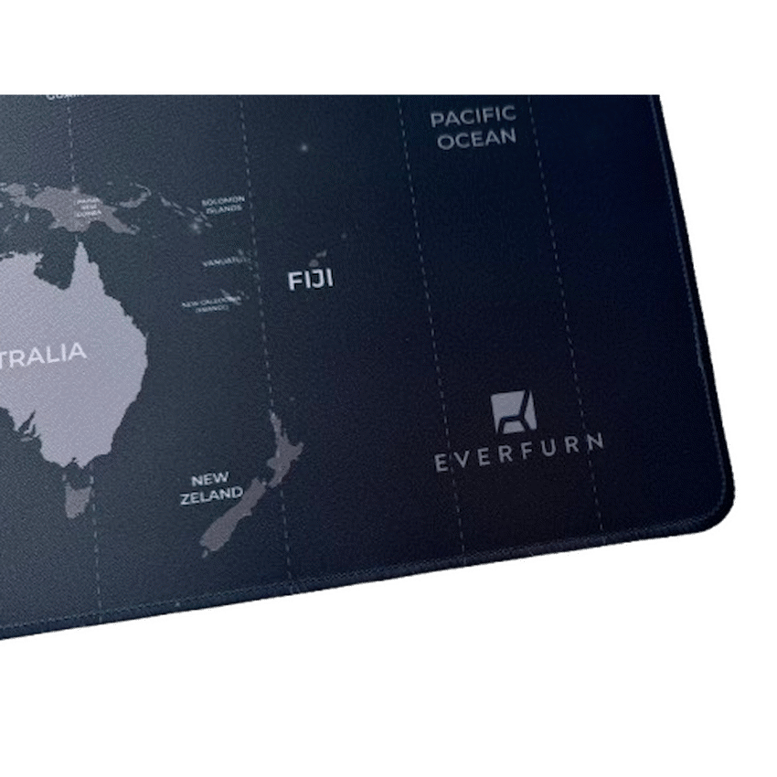 Everfurn Desk Mat - World Map - Large - Black - Non-Slip
