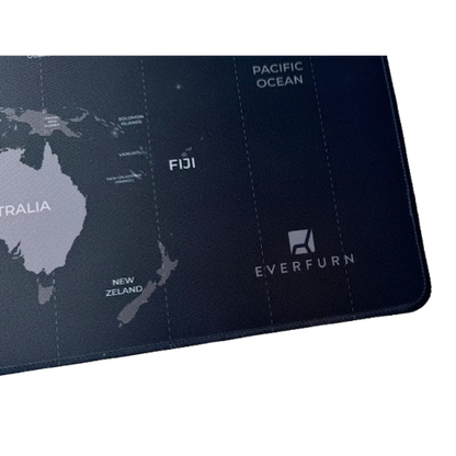 Everfurn Desk Mat - World Map - Large - Black - Non-Slip