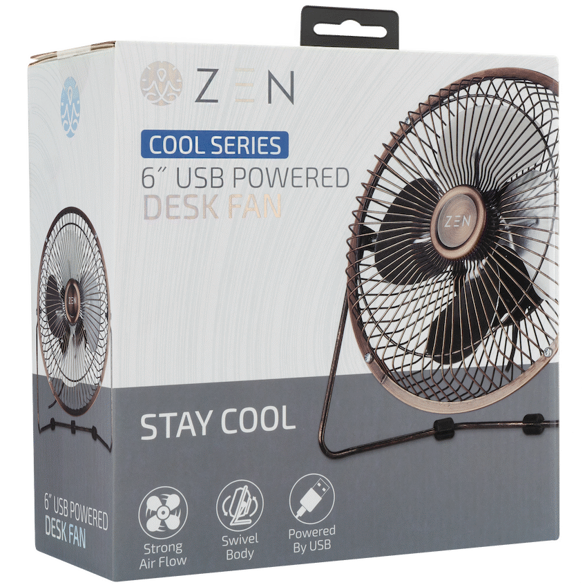 Zen Cool Series 6in Desk Fan - Copper