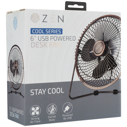 Zen Cool Series 6in Desk Fan - Copper