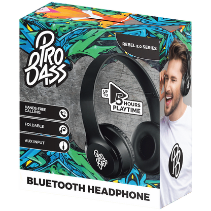 Pro Bass Rebel 2.0 series Bluetooth Headphone - Black