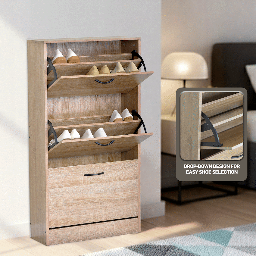 Everfurn Tamar Shoe Cabinet - Small - Oak