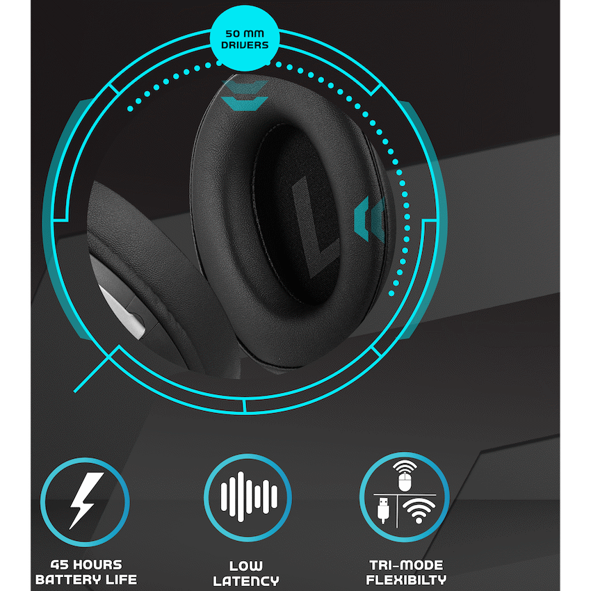 Volkano gaming Helm X1 Pro Wireless Gaming headphone with Tri-mode and ENC mic