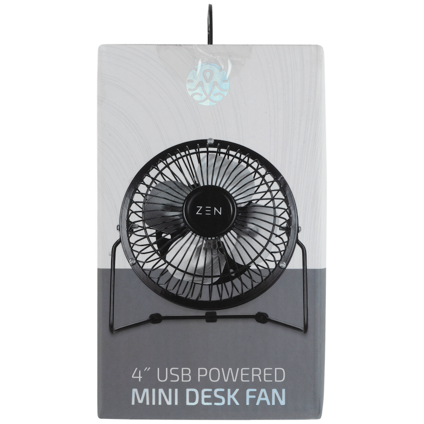 ZEN Cool Series 4" Mini Desk Fan - Black