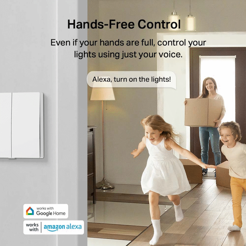 TP-Link Tapo S220 Smart 868mhz Light Switch 2-Gang 1-Way, No Neutral Required