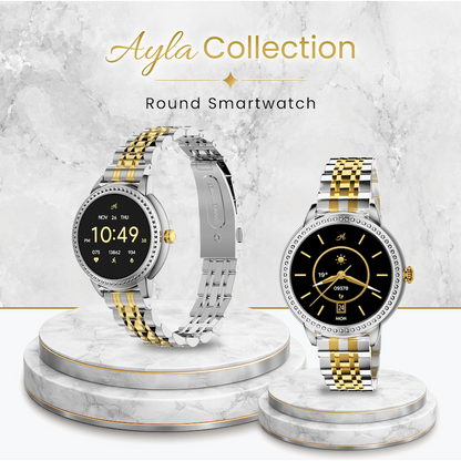 Volkano Ayla Collection Round Smartwatch With 2 Colour Metal link Strap