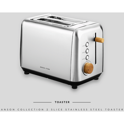 Boden Stark Anson Collection 2-Slice Stainless Steel Toaster