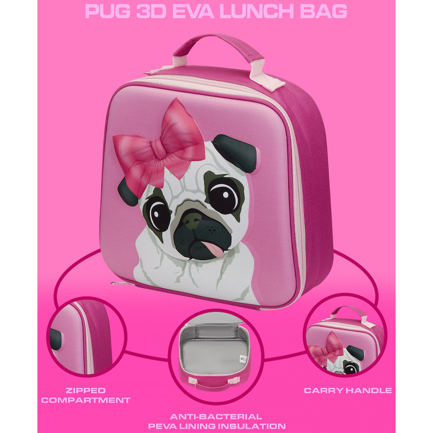 Quest Pug 3D EVA Lunch Bag - Pink