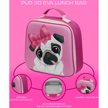 Quest Pug 3D EVA Lunch Bag - Pink