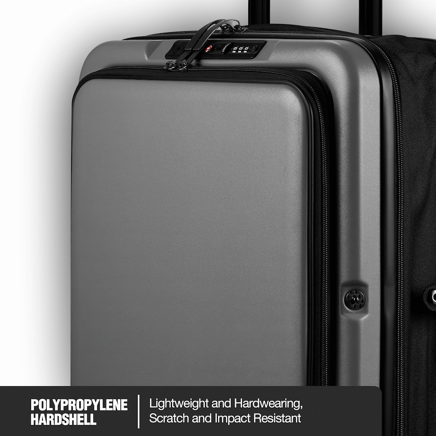 Expandable PP 55cm Carry On Luggage - Dark Grey