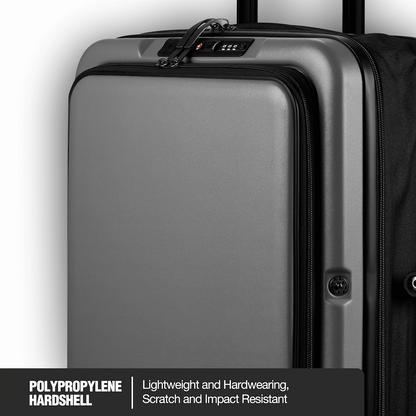 Expandable PP 55cm Carry On Luggage - Dark Grey