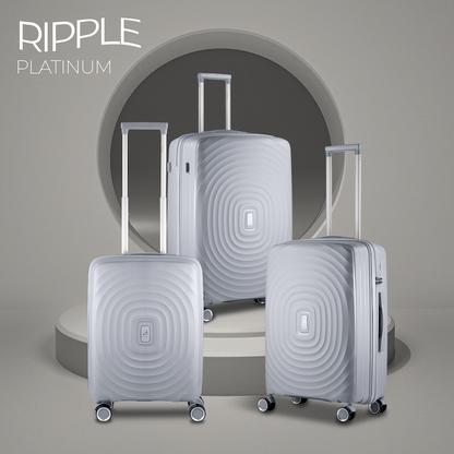 Travelwize Ripple PP 4-Wheel Spinner 3 Pc Luggage Set - Platinum