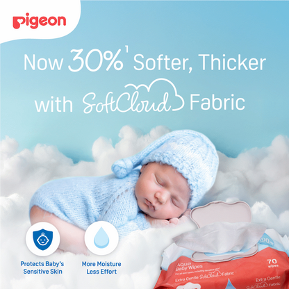 PIGEON AQUA BABY WIPES 70's FLIPTOP  3-IN-1