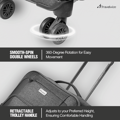 Travelwize Aurora 55cm 4-Wheel Spinner Trolley Case - Grey Melange
